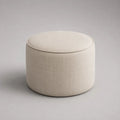 Runder Fußhocker Sitzpouf mit Stoffbezug, Creme, Ø 50 × H 40 cm