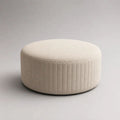 Runder Fußhocker Ottoman mit Polyesterbezug und Schaumstoffpolsterung, Creme, Ø 80 × 40 cm