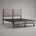 Doppelbett-Bettgestell aus pulverbeschichtetem Stahl mit Polyesterpolsterung, 140 × 200 cm, Schwarz/Grau