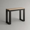 Konsolentisch aus MDF mit Eiche-Dekor und schwarzem Stahlgestell, rechteckiger Flurtisch, 100 × 35 × 80 cm