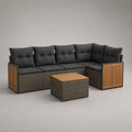 Garten-Loungeset 6-teilig mit Ecksofa und Couchtisch aus PE-Rattan, Metall und Holz, Braun/Anthrazit/Naturbraun, 240 × 170 × 82 cm